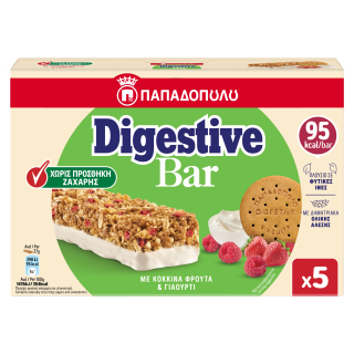 Digestive Bar με κόκκινα φρούτα χωρίς προσθήκη ζάχαρης  5x27g