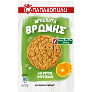 Μπισκότα Βρώμης με Γεύση Πορτοκάλι Χωρίς Προσθήκη Ζάχαρης 155g